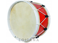 Sond  Bombo 60  - Tamanho 60, Vermelho com bordas brancas, Bombo Tradicional, Made in Portugal, Pele natural, 