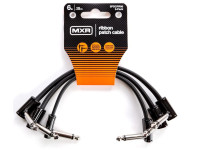 Dunlop MXR 3PDCPR06 Ribbon Patch Cable 3 Pack Black 15 cm Angled - Angled - Ultra-fino e super silencioso, Extremidades de baixo perfil para um ajuste fácil e durabilidade robusta, Fio de cobre sem oxigénio para um sinal limpo e puro, 