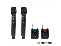 Central de Microfones UHF Profissional Sem Fios 4 Canais