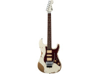 Charvel  Super-Stock So-Cal Style 1 HSH FR RW Rosewood Fingerboard Aged Arctic - Corpo em Alder envelhecido com acabamento Aged Arctic, Braço em Maple aparafusado com reforço em grafite, Escala em Rosewood com raio composto 12-16, 22 trastes jumbo com marcadores em ponto branco...