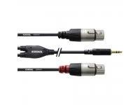 Cordial CFY 3 WFF  - 2 x XLR fêmea> Mini jack estéreo de 3,5 mm macho, Com contatos banhados a ouro, Comprimento: 3 m, Cor: preto, Série FAIR LINE, 