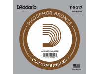 Daddario  PB017 Bronze 017 String for Acoustic Guitar - Single Phosphor Bronze Wound 017, Phosphor Bronze Wound Singles provide a warm, bright, and well balanced acoustic tone. Available in various gauges., 