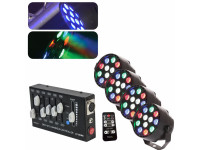 DIV   4x Projetor PAR 12 LEDs RGBW e Controlador DMX 12 Canais - Controlador DMX 12 Canais Compacto, Projetor Par C/ 12 LEDS 1W CREE RGBW DMX Mic, Projetor PAR 12 LEDs RGBW:, Projector c/ LEDs RGBW e efeitos de controlo, Número de LEDs: 12 LEDs c/ 1W potência, 3...