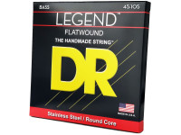 DR Strings  Legend Flatwound FL-45 - Conjunto de 4 cordas, Medidores 0,045 0,065 0,085 0,105, Flatwound, Aço inoxidável, Para escala longa de 34, Roundcore, 