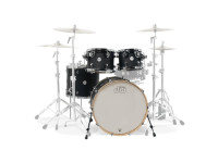 DW  Design Shell Pack Black - Série de Design, Concha feita de madeira de bordo 100% norte-americana, Hardware cromado, Tecnologia HVLT para maior profundidade e ajuste mais flexível do shell, Alças de minitorre, Pintado fosco,...