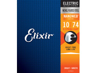 Elixir  Nanoweb 12062 8-Sting Light - Conjunto de cordas para guitarra elétrica de 8 cordas, O revestimento Nanoweb dá uma sensação suave e protege contra corrosão comum e acúmulo de sujeira para um tom duradouro, O revestimento antife...