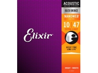 Elixir Nanoweb Extra Light Acoustic  - Calibres 010 - 047, Luz extra, Material: 80/20 Bronze, Revestimento: Nano web, 