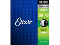 Elixir Optiweb 19027 Custom Light  - Aço niquelado com revestimento Optiweb, Tom nítido semelhante ao de cordas não revestidas, Medidores de cordas: .009, .011, .016, .026, .036, .046, O revestimento Optiweb oferece uma sensação natur...