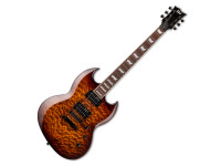 ESP  LTD Viper 256 Dark Brown Sunburst - Guitarra elétrica de corte duplo da série ESP LTD, Acabamento de alto brilho em Dark Brown Sunburst, Construção com decote de 24,75 de comprimento de escala (628 mm), Corpo em mogno com folha de ác...