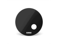 Evans  EQ3 Resonant Black Bass Drum Head 22 - acabamento preto, Espessura do revestimento 0,17 mm (7 mil) cada um, Com furo de 5 colocado de forma excêntrica, 