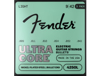 Fender 4250L Ultracore Embout de balle en acier nickelé 9-42, paquet de 3 - Lot de 3 jeux de cordes pour guitare électrique, Calibre .009-.042, Acier nickelé de qualité supérieure, Pointe ogivale pour une meilleure endurance., Noyau UltraCore™ renforcé avec de l'acier à ha... Fender 4250L Ultracore Embout de balle en acier nickelé 9-42, paquet de 3 - Lot de 3 jeux de cordes pour guitare électrique, Calibre .009-.042, Acier nickelé de qualité supérieure, Pointe ogivale pour une meilleure endurance., Noyau UltraCore™ renforcé avec de l'acier à ha...