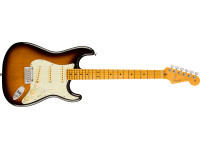 Fender  American Professional II Maple Fingerboard Anniversary 2-Color Sunburst - Três pickups Stratocaster V-Mod II de bobina única, Ponte actualizada com sistema de tremolo de 2 pontos e bloco de aço, Perfil do braço em C profundo com bordas da escala arredondadas, Porca em os...