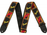Fender  Monogramm Strap BYR  - Design: Logotipo / cabeçote, Ajustável: 84 cm - 150 cm, Cor: Preto / amarelo / vermelho, 