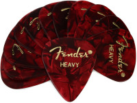 Fender Premium Celluloid 351 Shape Picks Heavy Red Moto 12-Pack - 12 unidades, Forma tradicional da palheta, Pesada .038“, 