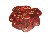 Fender  Premium Celluloid 351 Shape Picks Thin Red Moto 12-Pack - 12 unidades, Forma tradicional da palheta, Fina .018“ / .46mm, 