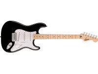 Fender  Squier Sonic Maple Fingerboard White Pickguard Black - Corpo magro e leve, Captadores single-coil Squier, Ponte tremolo de 6 selas, Máquinas de afinação de engrenagens seladas, hardware cromado, 