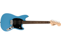Fender Squier Sonic Mustang HH Laurel Fingerboard Black Pickguard California Blue - Comprimento da escala curta 24, Captadores Humbucking Squier (HH), ponte rígida de 6 selas, Cabeçalhos de engrenagem selados, acessórios cromados, 