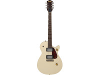 Gretsch Streamliner Jet Club Single-Cut with Wraparound Vintage White - Captadores Twin Six humbucking, Braço em nato aparafusado em forma de “C” macio, Escala de louro com raio de 12” com incrustações peroladas Neo Classic e 22 trastes médios jumbo, Porca de osso genu...