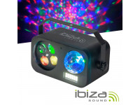 Ibiza  COMBILED20  - Projetor 3 em 1 LED RGBW, Projetor c/ 3 efeitos de Luz, Efeitos ASTRO, RGBW e STROBE, Potência: 26W, Alimentador 12VDC 3A e comando incluído, 