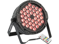 Ibiza  Projector PAR C/ 36 LEDS 1W RGB DMX - Projector c/ LEDs RGB e efeitos de controlo, Número de LEDs: 36 LEDs c/ 1W potência, 36 LEDs RGB 3 em 1, Automático, MASTER-SLAVE, 7 canais DMX, Tensão funcionamento: 110-240V~50/60Hz, Dimensões: 1...