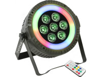 Ibiza  Projetor PAR C/ 7 Leds 6W RGBW 1 Anel LED DMX