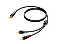 ProCab  CLA711/15 15m - Jack estéreo macho de 3,5 mm - 2 x RCA/Cinch macho, Série Clássica, 28 AWG condutores de fios finos e densos, jaqueta de PVC flexível, Blindagem em espiral, 4,0 mm (Ø) de diâmetro externo, 