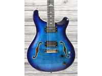 PRS  SE Hollowbody II Faded Blue Burst - Guitarra da série PRS SE, Acabamento azul transparente com alto brilho, Construção de pescoço fixo com comprimento de escala de 25 (635 mm), Corpo em mogno com câmaras de ressonância, Tampo e costa...