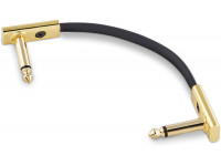 Rockboard  Flat Patch Cable Gold 10 cm  - Patch cable plano de alta qualidade com blindagem dupla e seção transversal retangular, Plugues jack angulares extra estreitos e que economizam espaço, Contatos banhados a ouro, Caixa de plugue de ...