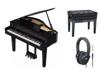 Roland GP-6-PW GRAND PIANO HOME DELUXE PACK 10 ANOS GARANTIA Piano de Cauda Branco com banco de piano Roland RPB-500BK e auscultadores Roland RH-A7-BK