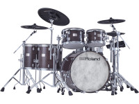 <b>Roland VAD716 HYBRID DRUM GLOSS EBONY</b> Topo Gama Cascos Madeira Kit 6-peças - Roland VAD716-GE GLOSS EBONY Topo Gama E-Drum Kit 6-peças, Módulo Sons Roland V71 com wireless incorporado e visor a cores, Cascos madeira de tamanho normal e suportes cromados de braço duplo, Novo...