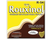 Rouxinol Jogo Cordas Guitarra Nylon Clássica Tensão Alta R54 - Jogo de Cordas para guitarra clássica em nylon. Tensão alta e acabamento clássico. Oferta de palheta, 