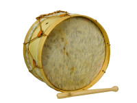 Sond  Bombo tradicional Pele nº 5 - Bombo nº 5 (40 cm diâmetro), Acabamento poro aberto (revestido com tapa poros e verniz-cera), Pele com pelo (atenção: a cor do pelo pode variar), Casco em folha de madeira reforçado, Maceta incluíd...