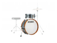 Tama Club Jam Mini Kit -CCM  - Os tambores são feitos de mersawa / choupo de 6 camadas (7 mm), Apresenta um acabamento envolvente, Aros de madeira marrom claro no bombo, LJK28S-CCM, Cor: névoa de carvão, Bombo: 18 x 7, 