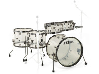 Tama Starclassic Mirage 50th A. Ltd - Série Starclassic Mirage, Edição limitada do 50º aniversário, Cascos em acrílico com 6,5 mm de espessura para o bombo e 5,5 mm de espessura para os timbalões e timbalões de chão, Ferragens em níque...