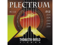 Thomastik  AC112 - Sem níquel, Medidores: 0,012, 0,015, 0,024, 0,033, 0,044, 0,059, Cordas agudas: revestidas de latão, aço liso, Fio dental: Bronze plano, Cordas D + A + E: enrolamento redondo de bronze, 