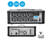 VSOUND  Mesa Mistura Amplificada Profissional 8 Canais 800W