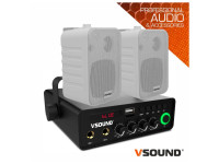 VSOUND Sistema de Sonorização 60W 12/230V 20m2 White - Amplificador 12/230V com 3 entradas e potência de 60W (30W RMS), Ligações para terminais 4~8 Ohms, Leitor multimédia integrado com USB, SD, Bluetooth e entrada AUX, Frequência de resposta do amplif...