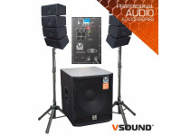VSOUND  Sistema Line-Array Ativo 8 Colunas 2×4″+sub 18″ 1200W