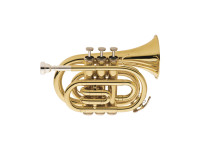 Wisemann  Pocket Trumpet Sib DPT-400 - Campânula: 122mm em Yellow Brass;, Bore: 0.459″ polegadas;, Corpo super compacto;, Acabamento lacado;, Pistões em Aço Inoxidável;, Estojo, bocal e acessórios incluídos., 