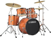 Yamaha  Rydeen Standard Orange Glitter - Yamaha Rydeen Standard Set,, modelo: RDP2F5CP-ORG,, acabamento: Orange Glitter (ORG),, cascos em choupo de 7,2mm com 6 camadas,, ferragens cromadas,, configuração: 22 x16 Bass Drum (perfurado),, 