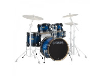 Yamaha  Stage Custom Studio Set Deep Blue Sunburst (SBP0F5 DUS 6W) - Kit de bateria, Série Stage Custom, Configuração de estúdio, Cascos de bétula de 6 camadas, Lacado de alto brilho, Ferragens cromadas, 